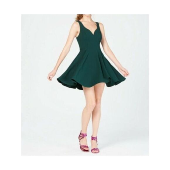 B DARLIN Womens Green Stretch Fitted Sleeveless Mini Dress 3\4 - Picture 1 of 2